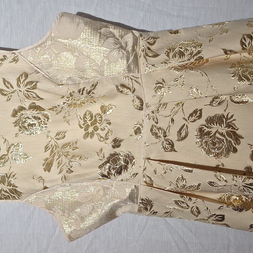 3/$20--Gold Metallic Mini Dress, Floral Rose, Ark & Co. Sz 8, NWOT - Picture 5 of 15